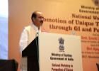 Shri Ajay Tamta, Hon’ble Minister of State for Textiles, Government of India addressing the gathering at the inaugural session of the National Workshop on GI and Post-GI Initiatives